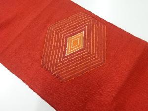 アンティーク　手織り紬重ね菱模様織出し名古屋帯